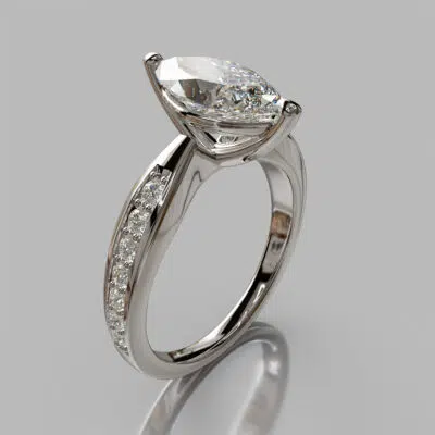 Marquise Cut White Gold Moissanite Engagement Ring