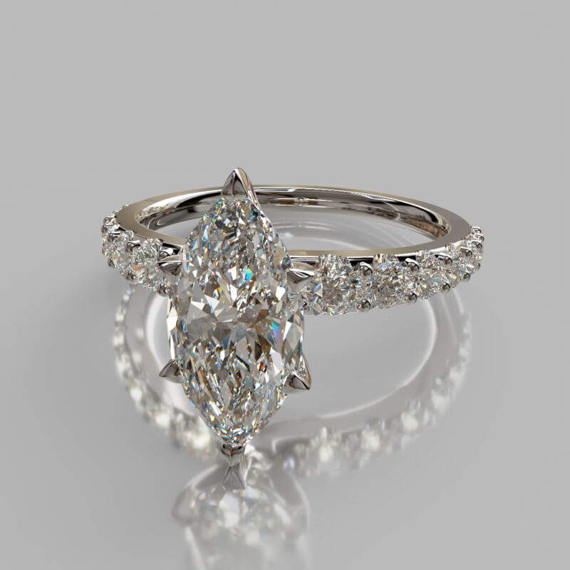 Shared Prong Marquise Cut Moissanite Engagement Ring