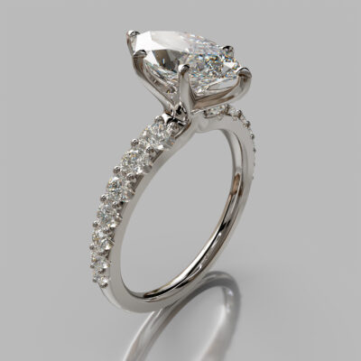 Shared Prong Marquise Cut Moissanite Engagement Ring