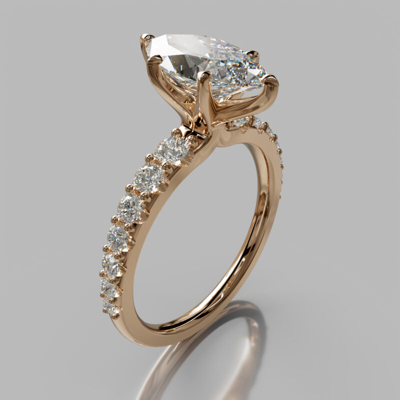 Shared Prong Marquise Cut Moissanite Engagement Ring