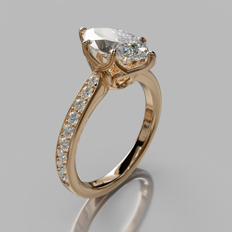 Crown Head Marquise Cut Moissanite Engagement Ring