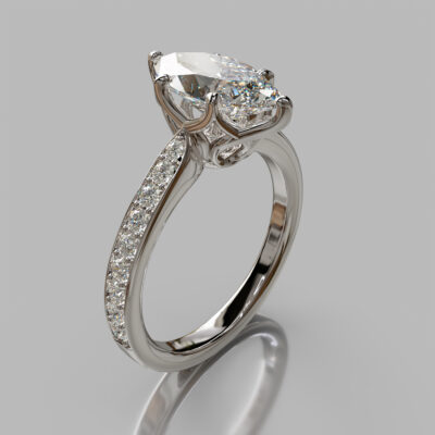 Crown Head Marquise Cut Moissanite Engagement Ring