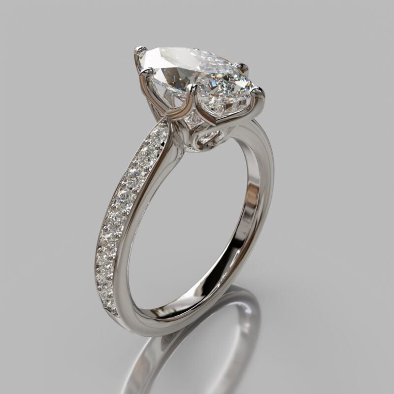 Crown Head Marquise Cut Moissanite Engagement Ring