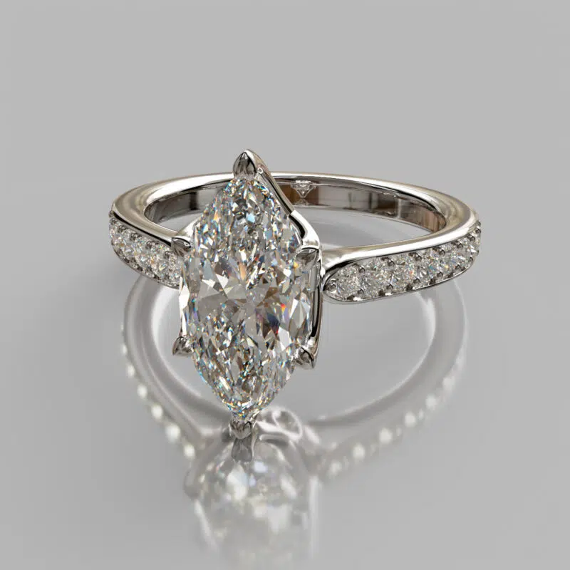 Crown Head Marquise Cut Moissanite Engagement Ring