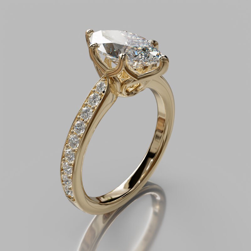 Crown Head Marquise Cut Moissanite Engagement Ring