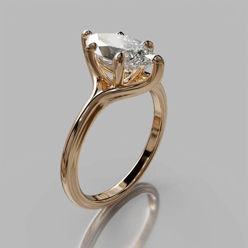 Solitaire Marquise Cut Moissanite Engagement Ring