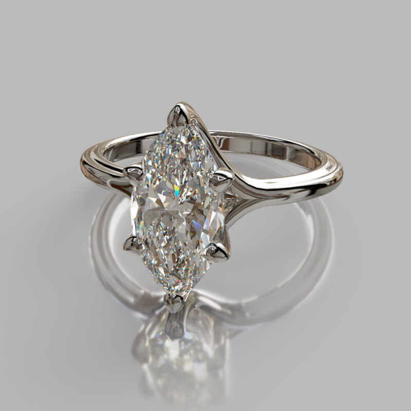 Solitaire Marquise Cut Moissanite Engagement Ring