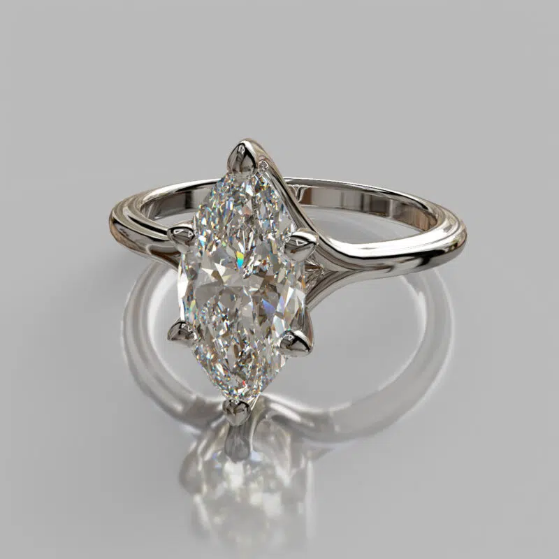 Solitaire Marquise Cut Moissanite Engagement Ring