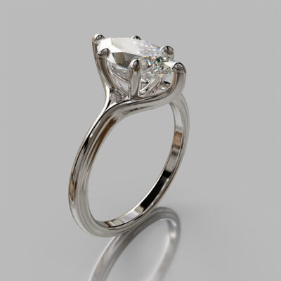 Solitaire Marquise Cut Moissanite Engagement Ring