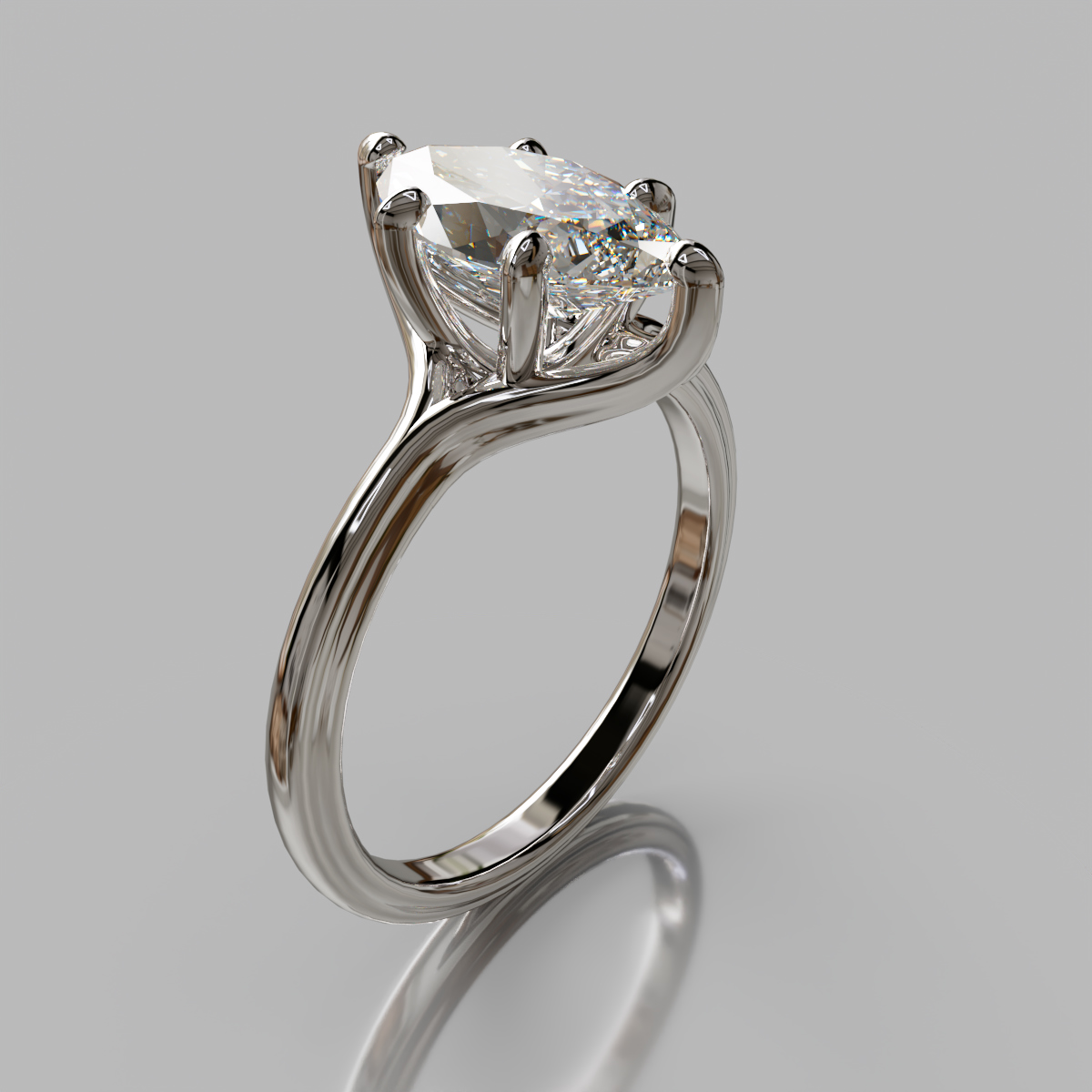 Solitaire Marquise Cut Moissanite Engagement Ring