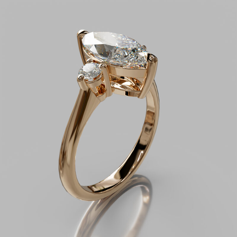 Three Stone Marquise Cut Moissanite Engagement Ring