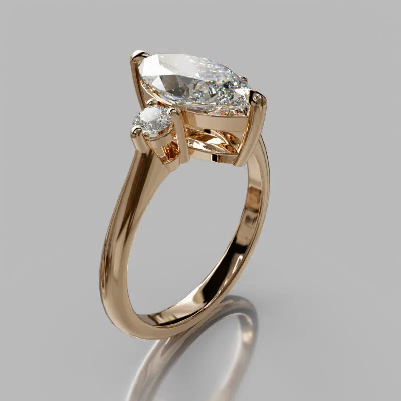 Three Stone Marquise Cut Moissanite Engagement Ring