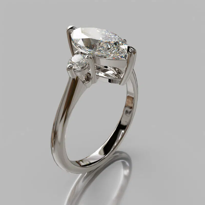 Three Stone Marquise Cut Moissanite Engagement Ring
