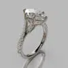 Graduated Split Shank Marquise Cut Moissanite Engagement Ring
