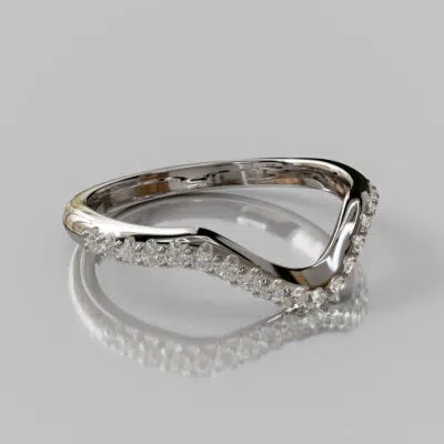 Matching Wedding Band For Split Halo Oval Cut Moissanite Engagement Ring