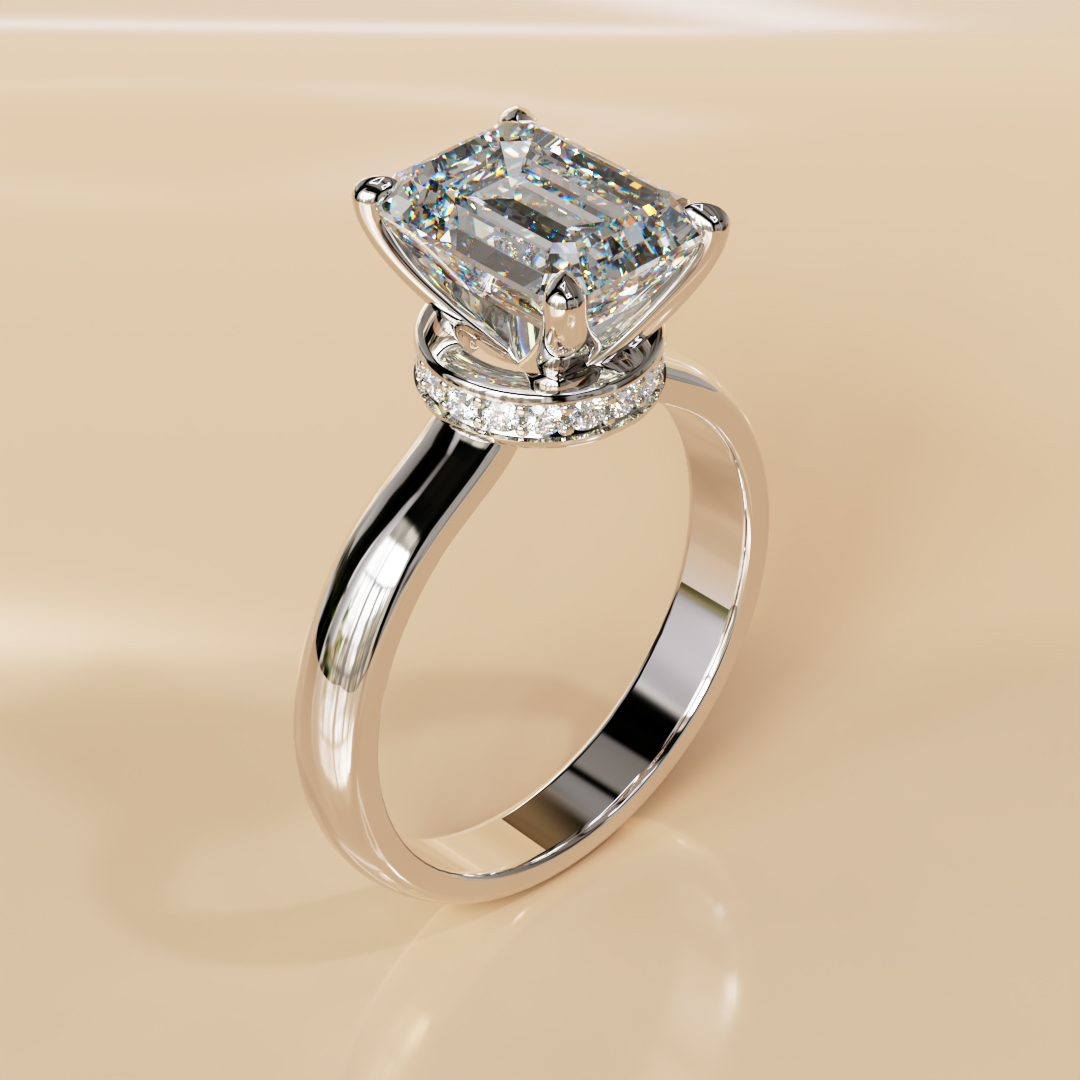 Custom Design Radiant Cut Hidden Halo Moissanite Engagement Ring Custom Design Radiant Cut Hidden Halo Moissanite Engagement Ring