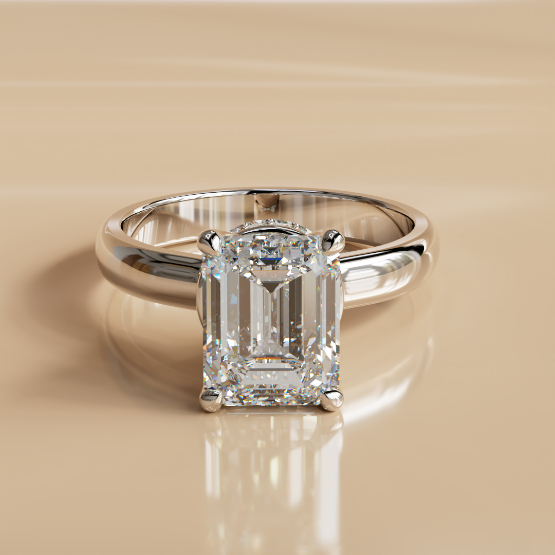 Custom Design Radiant Cut Hidden Halo Moissanite Engagement Ring Custom Design Radiant Cut Hidden Halo Moissanite Engagement Ring