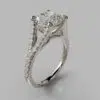 Moissanite Cushion Cut Split Shank Engagement ring