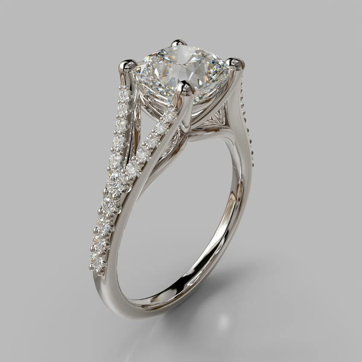 Moissanite Cushion Cut Split Shank Engagement ring Moissanite Cushion Cut Split Shank Engagement ring