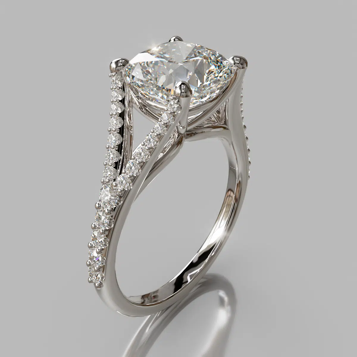 Moissanite Cushion Cut Split Shank Engagement ring Moissanite Cushion Cut Split Shank Engagement ring