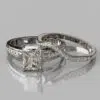 Wide Cathedral Radiant Cut Moissanite Engagement Ring And Wedding Band