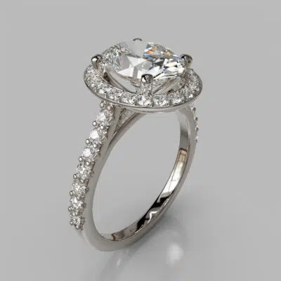 Shared Prong Halo Oval Cut Moissanite Engagement Ring Shared Prong Halo Oval Cut Moissanite Engagement Ring
