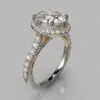 Two-Tone Heart Shank Halo Oval Cut Moissanite Engagement Ring