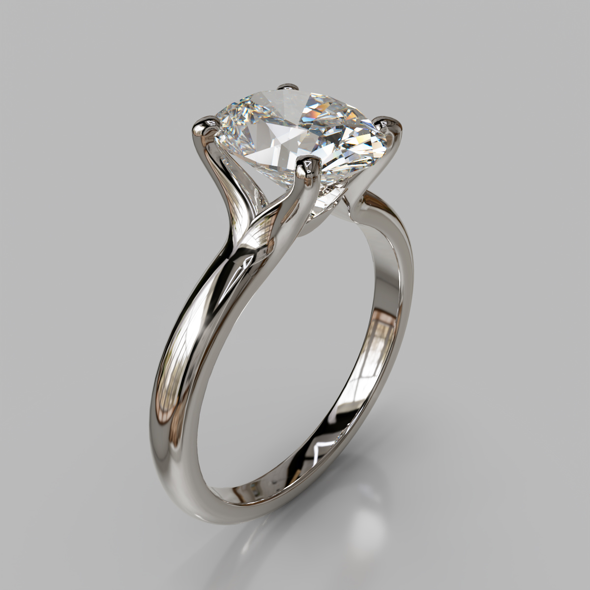 Solitaire Four Prong Oval Cut Moissanite Engagement Ring