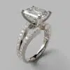 Split Shank Pave Emerald Cut Moissanite Engagement Ring